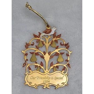 AGC THIN BRASS CHRISTMAS ORNAMENT MADE IN USA "Our Friendship is Special" 1994